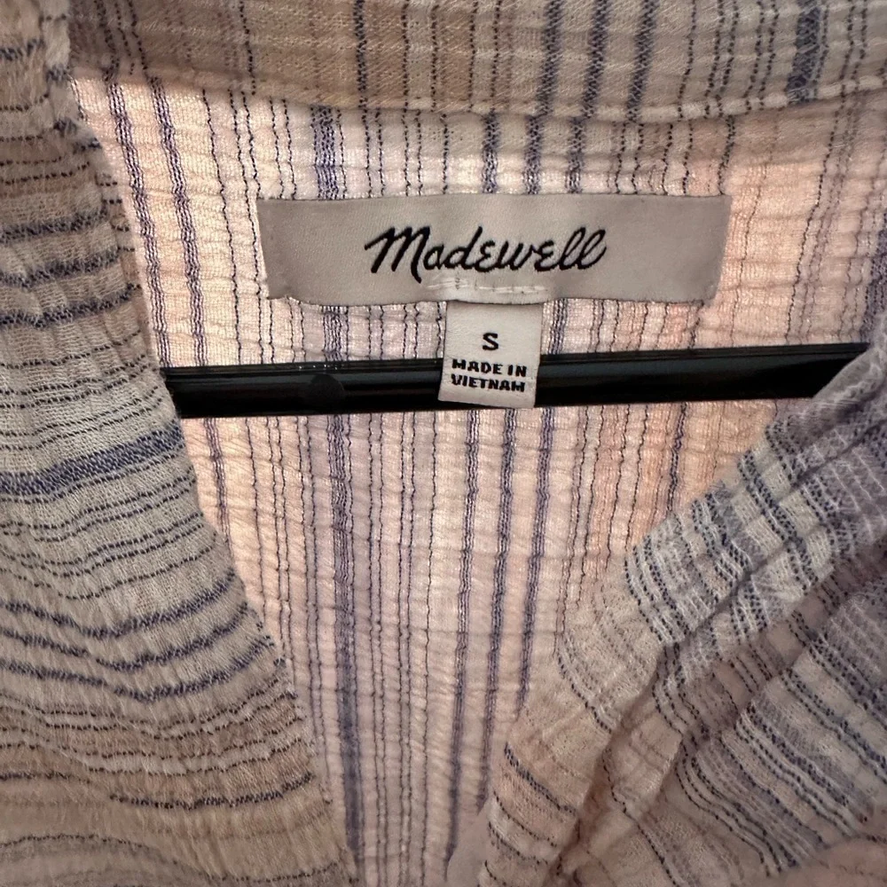 MADEWELL Crinkle Hayden Popover Top in Stripe S - Picture 4 of 4